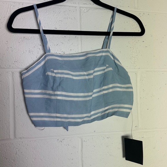 Lulus Tops - Lulus Blue White Striped Tie Back Crop Top Cami Adjustable Straps Small NEW